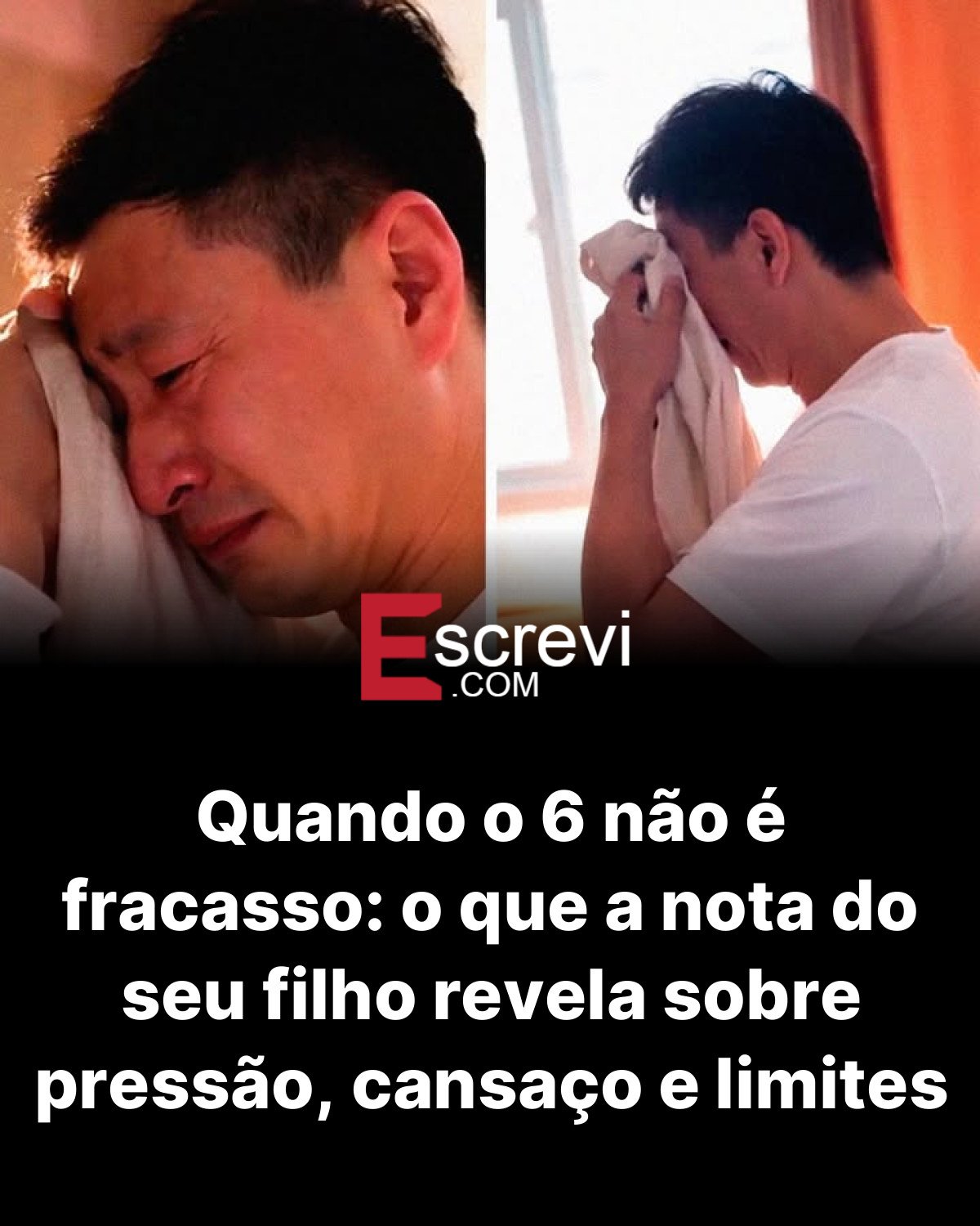Quando o 6 não é fracasso: o que a nota do seu filho revela sobre pressão, cansaço e limites card preto