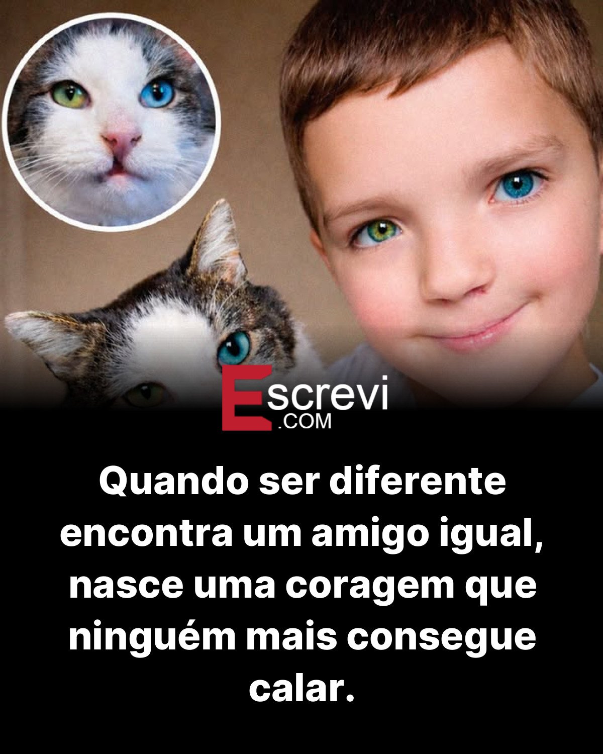 Quando ser diferente encontra um amigo igual, nasce uma coragem que ninguém mais consegue calar. card preto