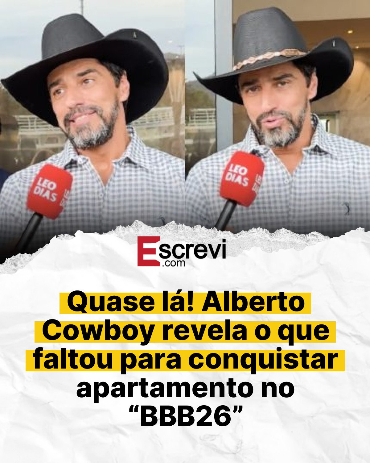 Quase lá! Alberto Cowboy revela o que faltou para conquistar apartamento no “BBB26” card branco