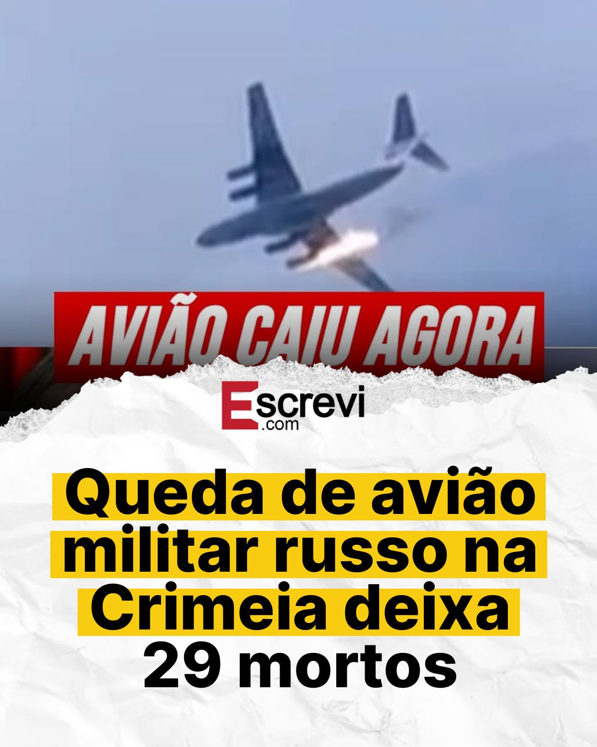 Queda de avião militar russo na Crimeia deixa 29 mortos card branco