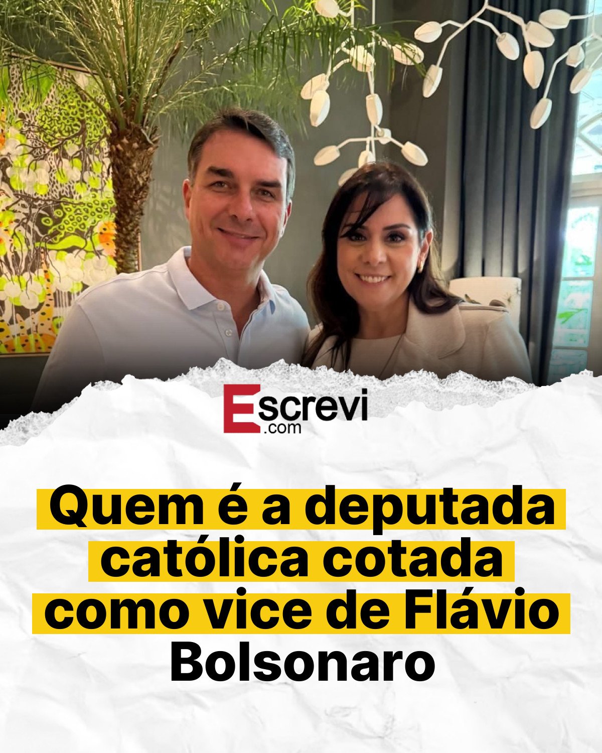 Quem é a deputada católica cotada como vice de Flávio Bolsonaro card branco