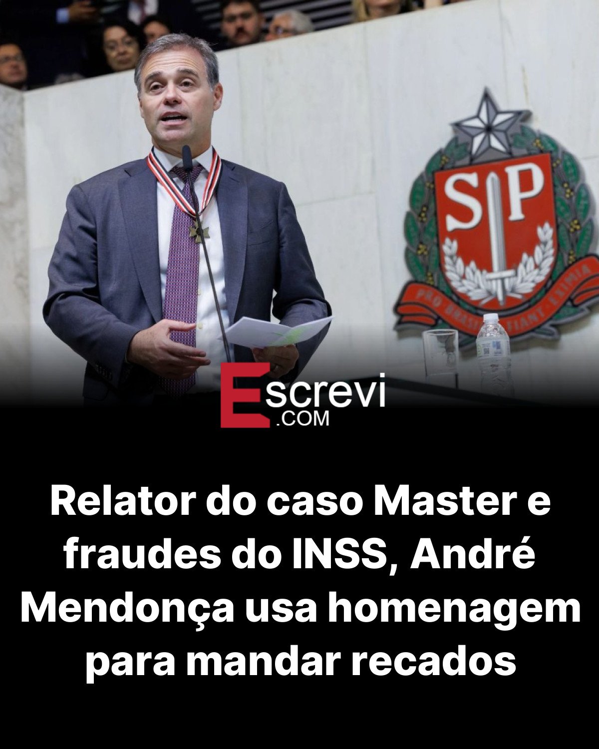 Relator do caso Master e fraudes do INSS, André Mendonça usa homenagem para mandar recados card preto