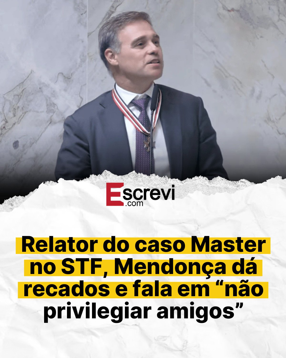 Relator do caso Master no STF, Mendonça dá recados e fala em “não privilegiar amigos” card branco