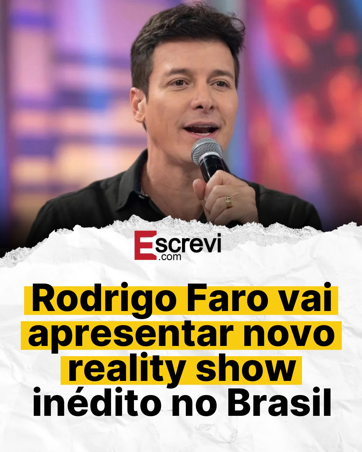 Rodrigo Faro vai apresentar novo reality show inédito no Brasil card branco