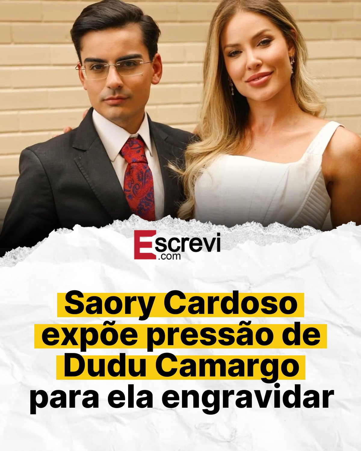 Saory Cardoso expõe pressão de Dudu Camargo para ela engravidar card branco