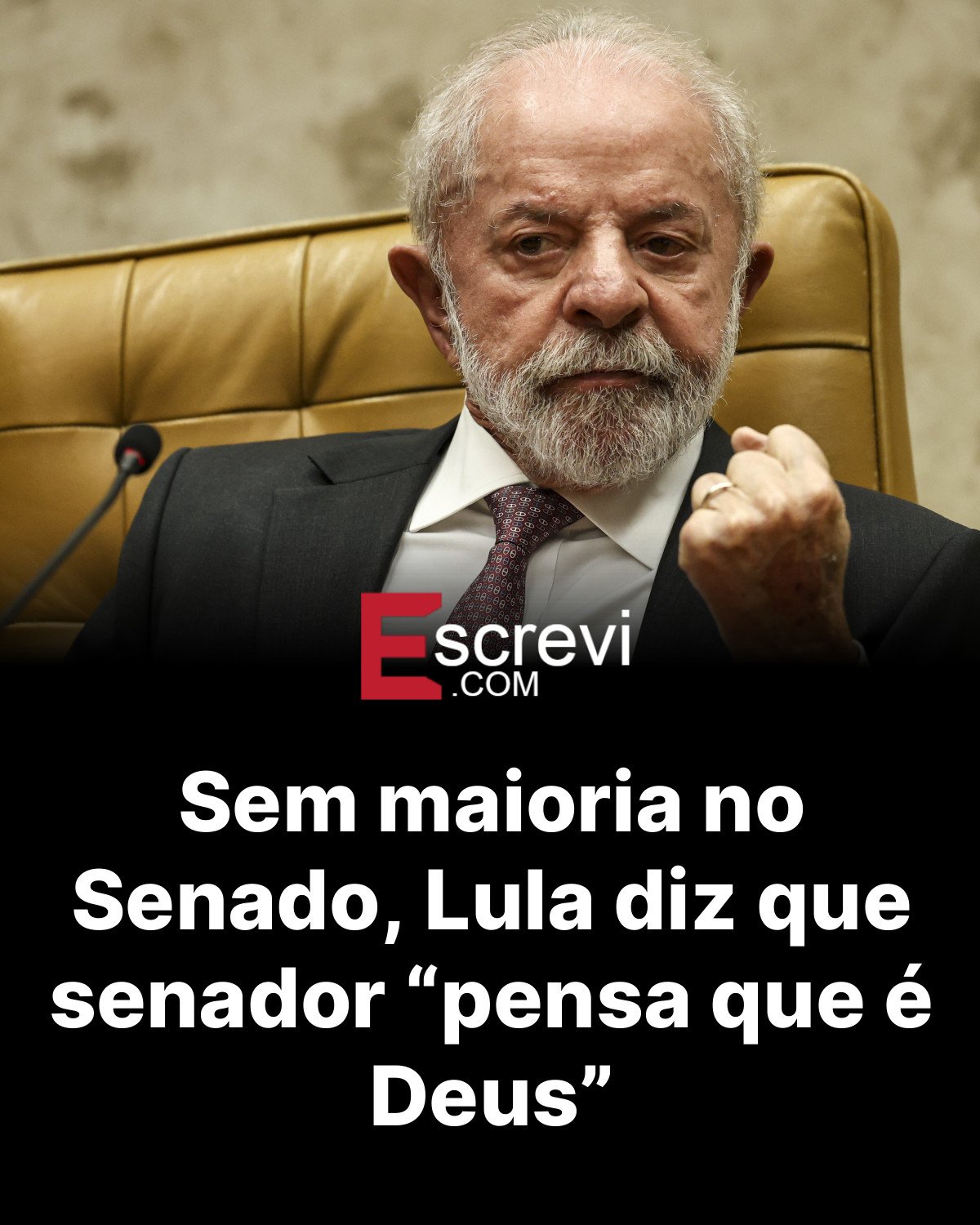 Sem maioria no Senado, Lula diz que senador “pensa que é Deus” card preto
