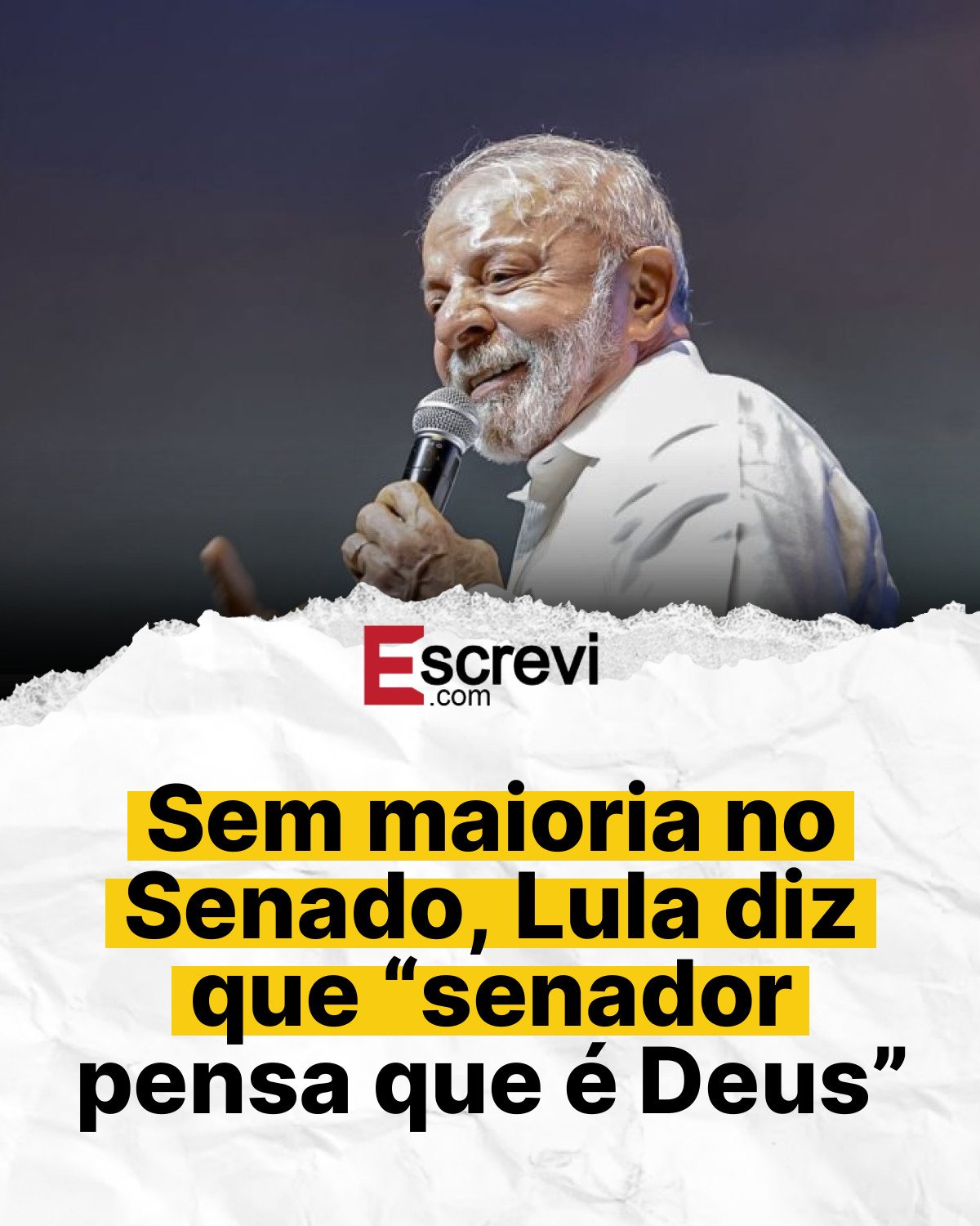 Sem maioria no Senado, Lula diz que “senador pensa que é Deus” card branco