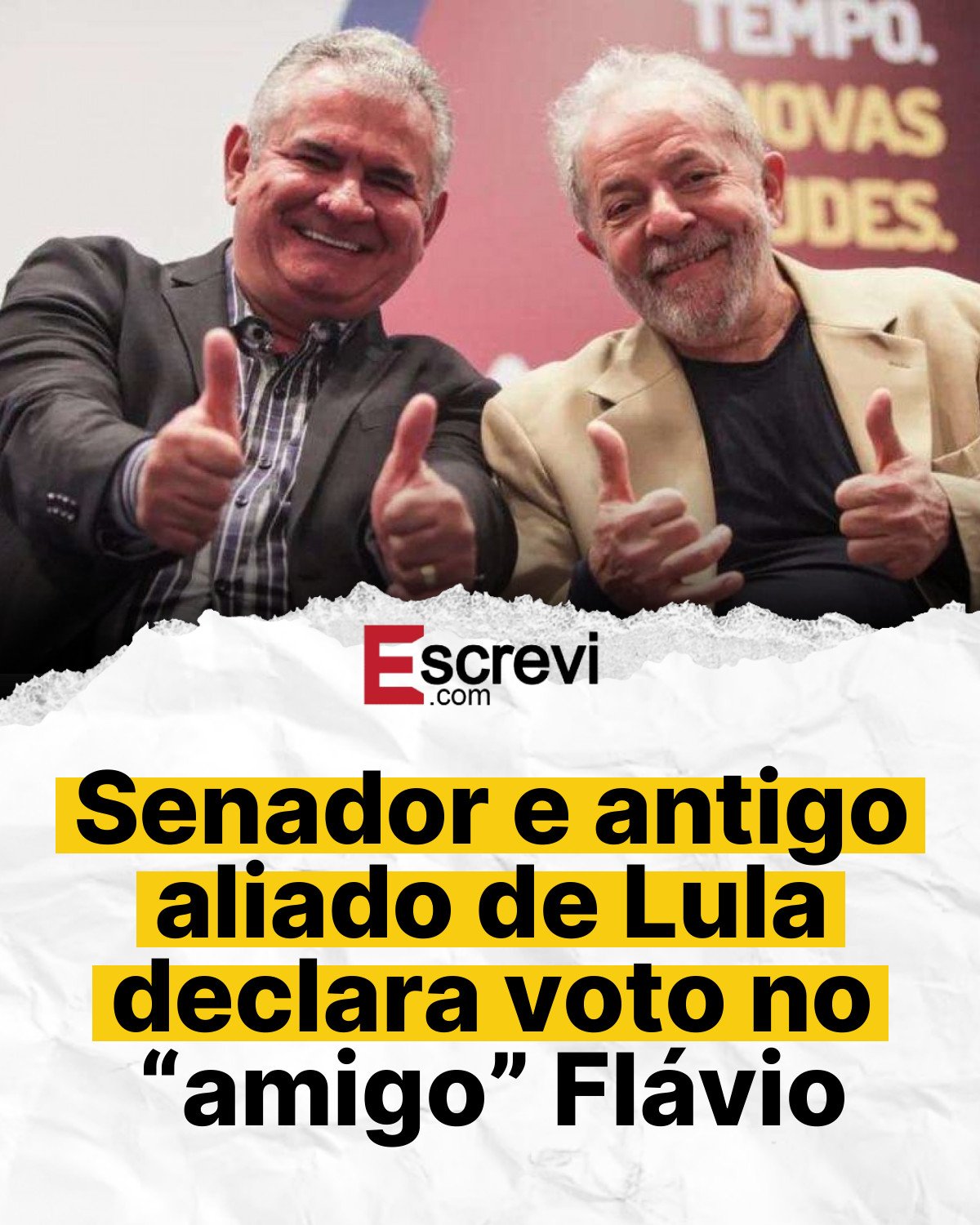 Senador e antigo aliado de Lula declara voto no “amigo” Flávio card branco