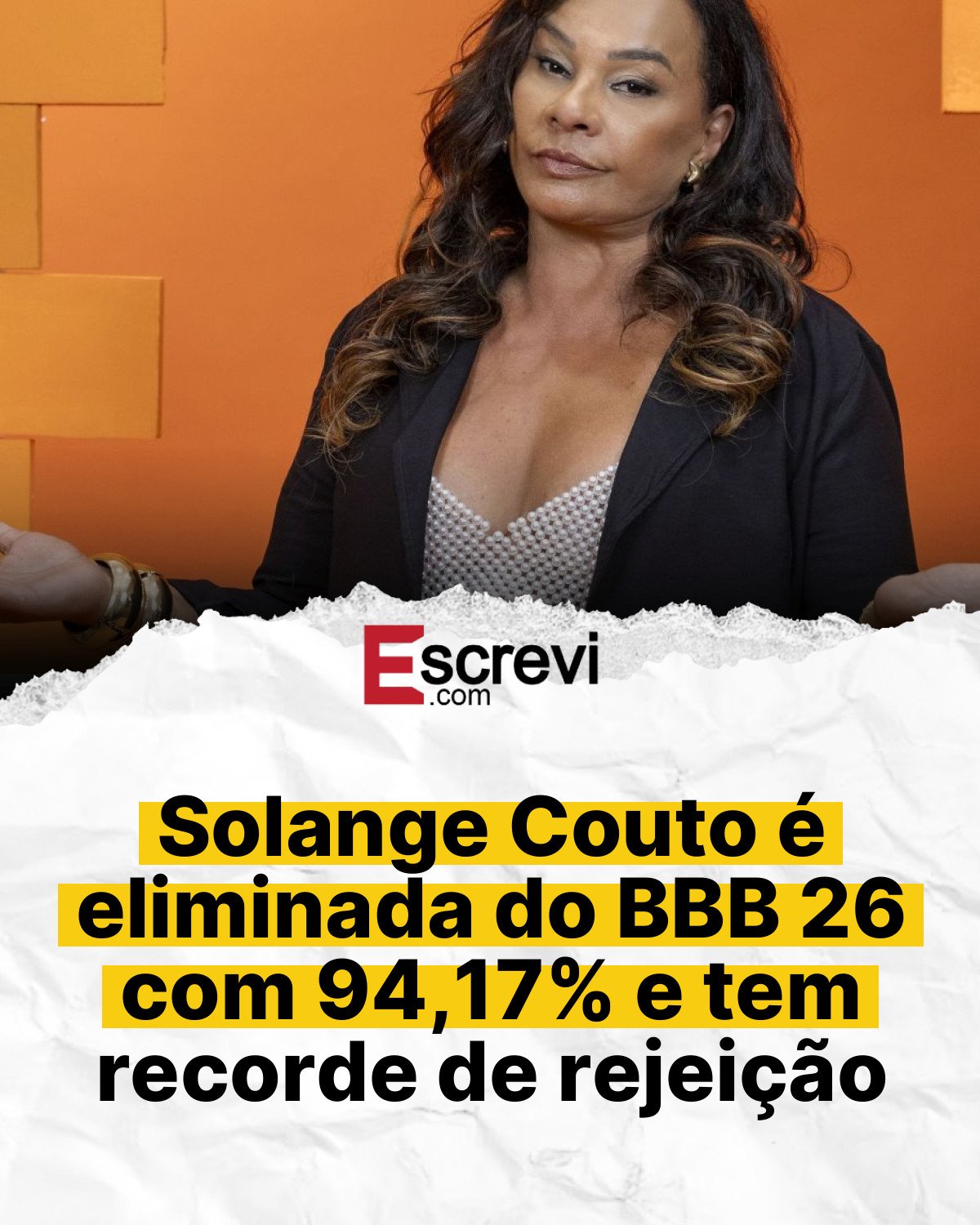 Solange Couto é eliminada do BBB 26 com 94,17% e tem recorde de rejeição card branco