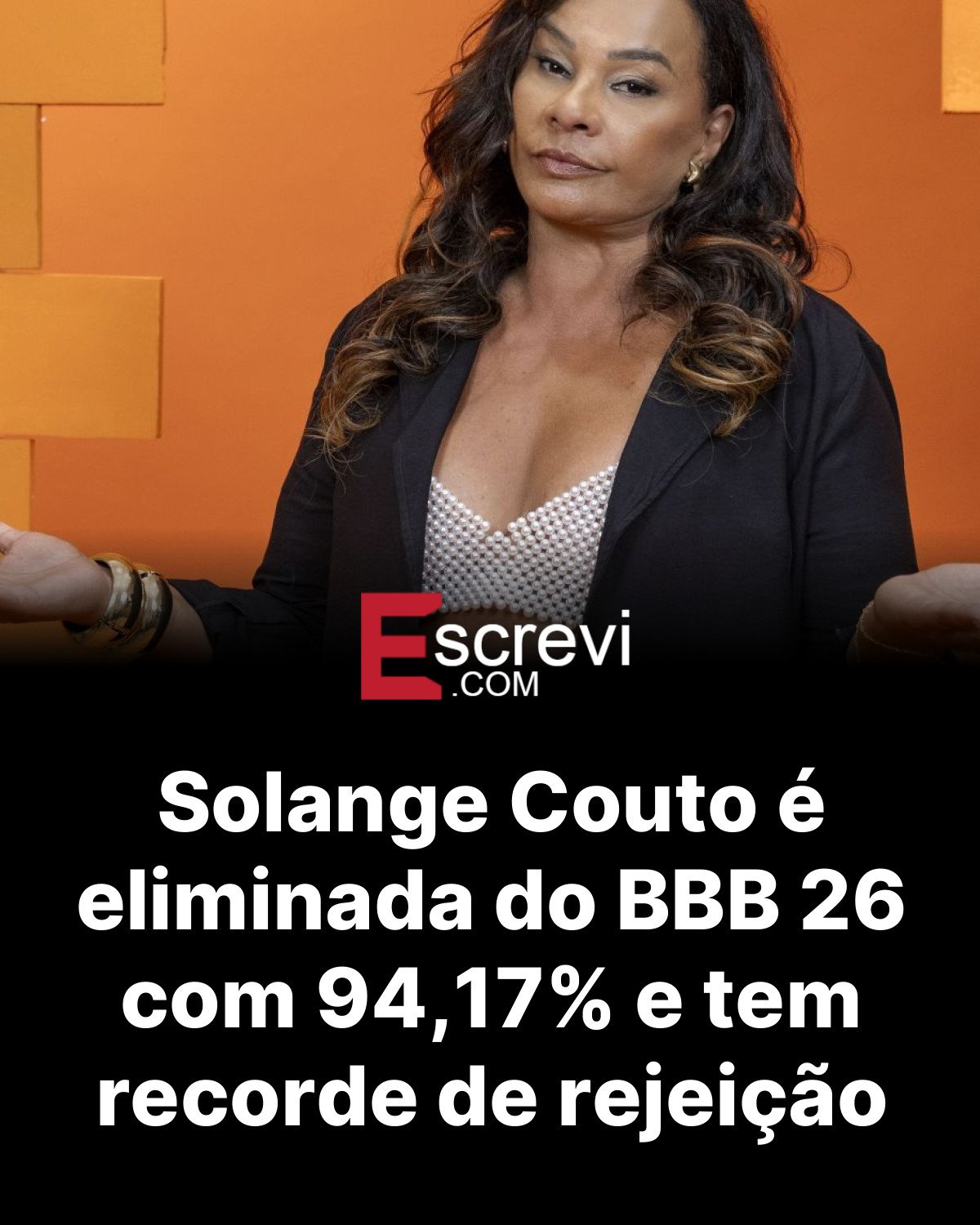 Solange Couto é eliminada do BBB 26 com 94,17% e tem recorde de rejeição card preto