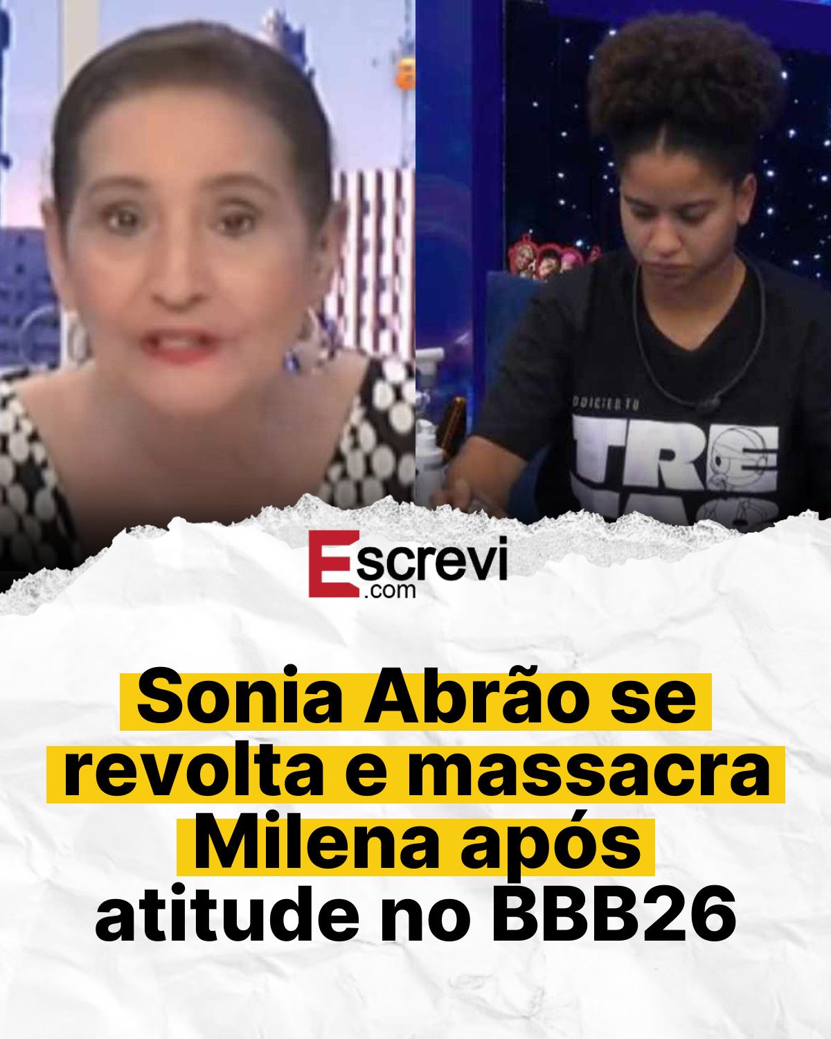 Sonia Abrão se revolta e massacra Milena após atitude no BBB26 card branco