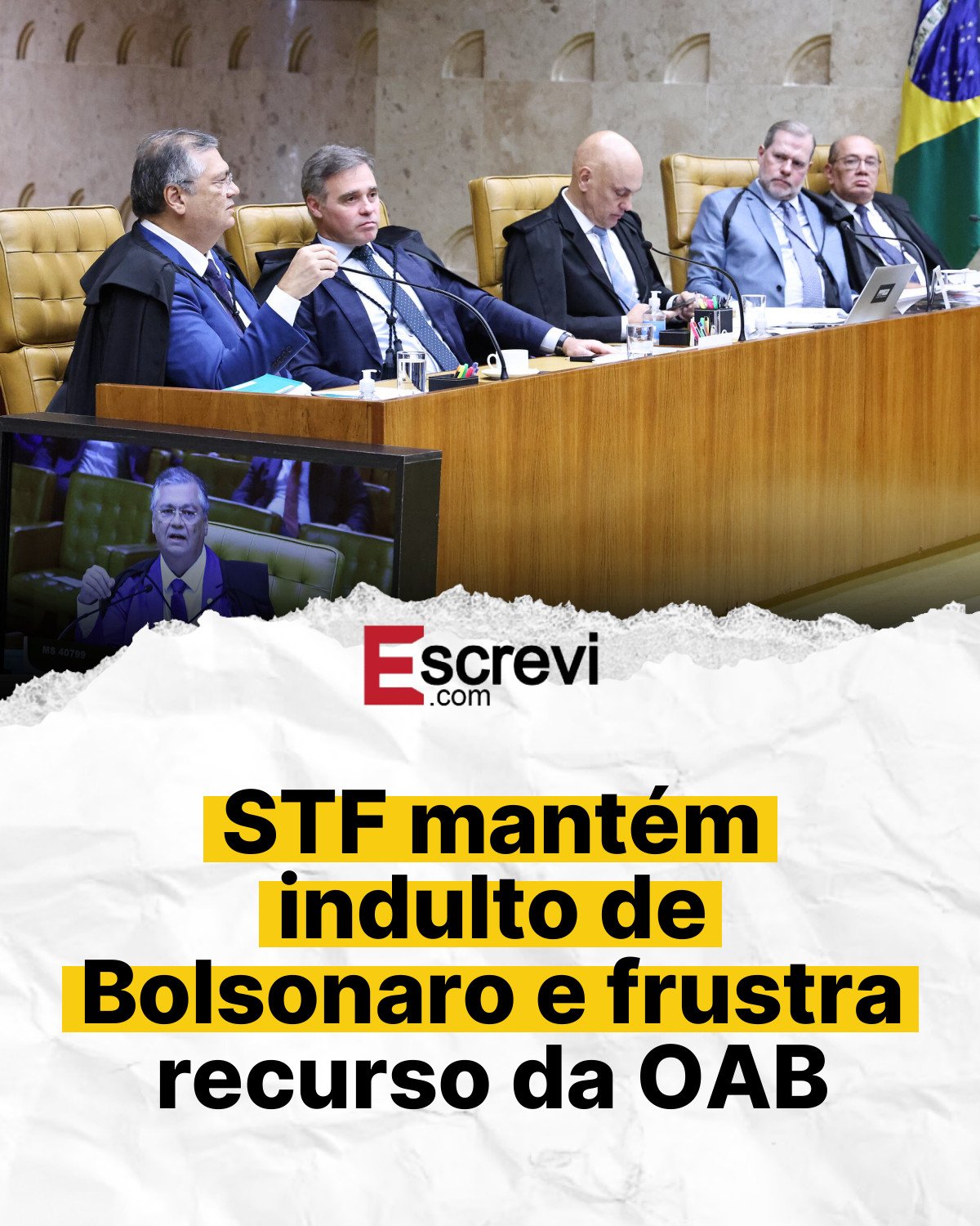 STF mantém indulto de Bolsonaro e frustra recurso da OAB card branco