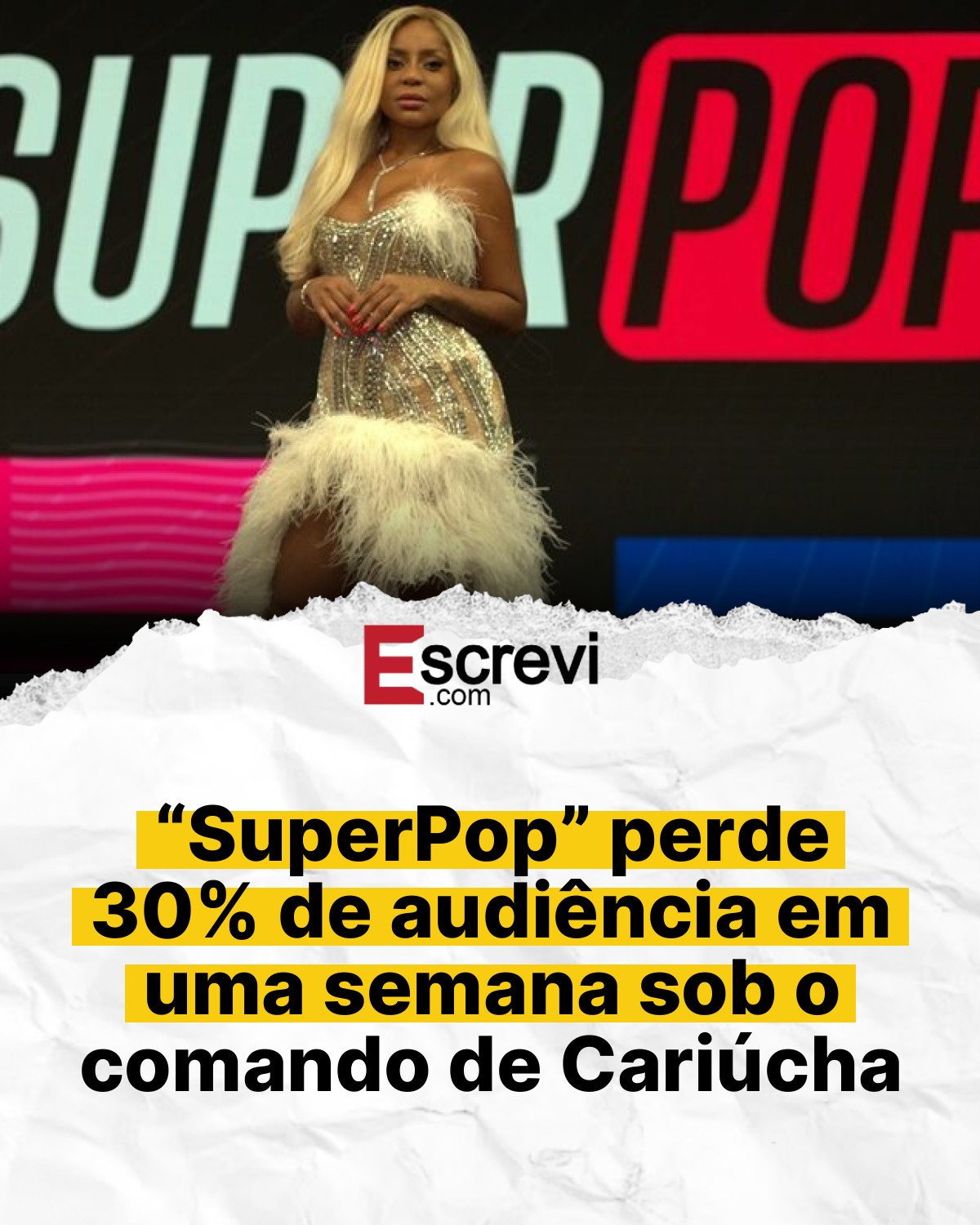 “SuperPop” perde 30% de audiência em uma semana sob o comando de Cariúcha card branco