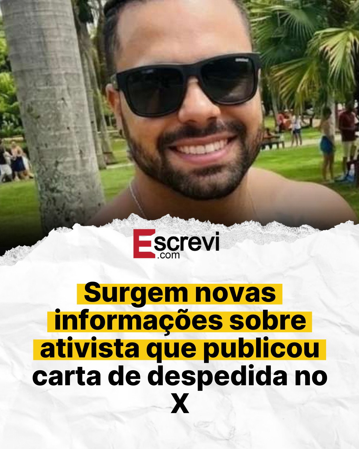 Surgem novas informações sobre ativista que publicou carta de despedida no X card branco