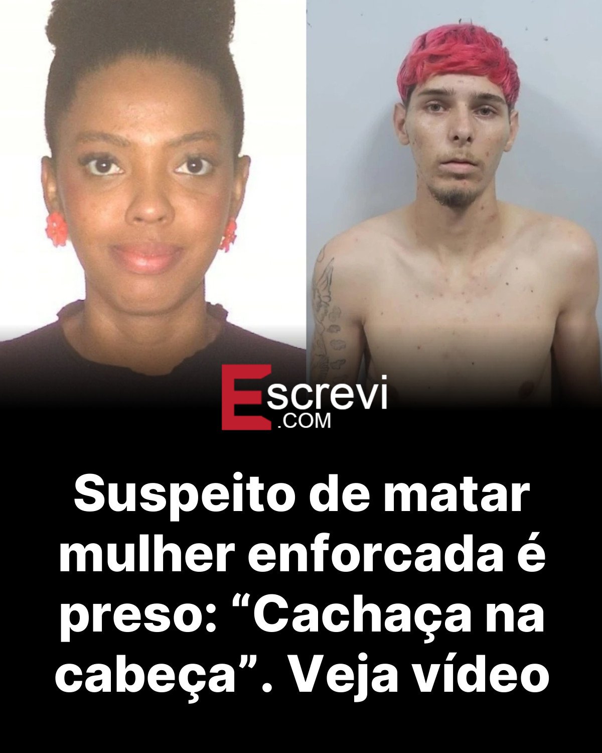 Suspeito de matar mulher enforcada é preso: “Cachaça na cabeça”. Veja vídeo card preto