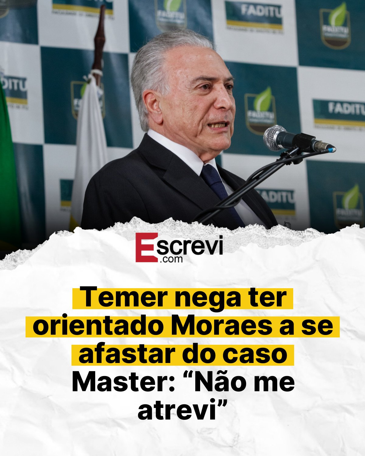 Temer nega ter orientado Moraes a se afastar do caso Master: “Não me atrevi” card branco
