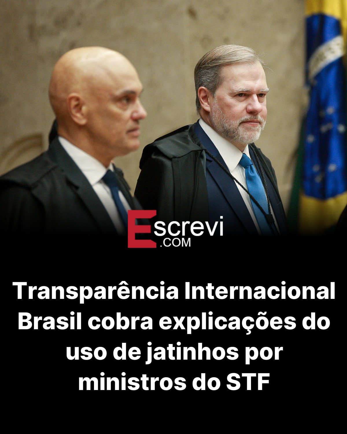 Transparência Internacional Brasil cobra explicações do uso de jatinhos por ministros do STF card preto