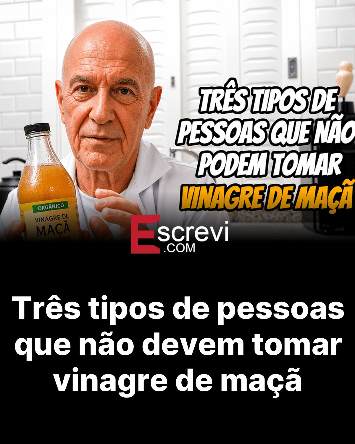 Três tipos de pessoas que não devem tomar vinagre de maçã card preto