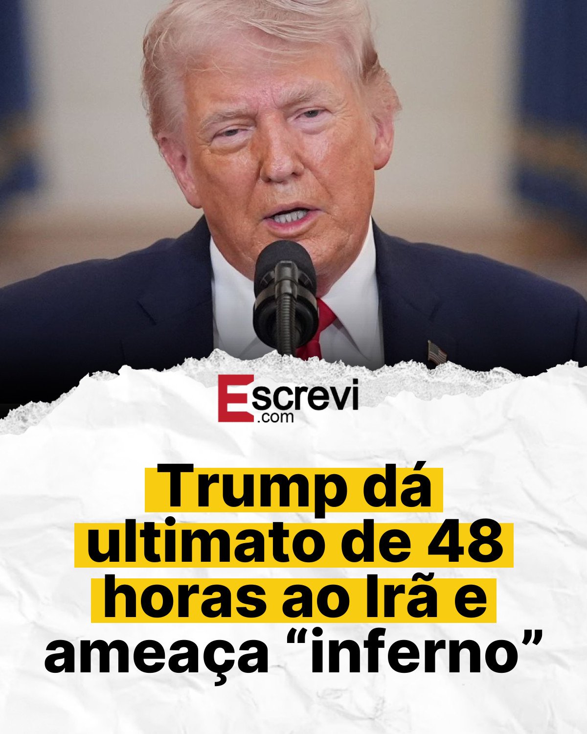 Trump dá ultimato de 48 horas ao Irã e ameaça “inferno” card branco
