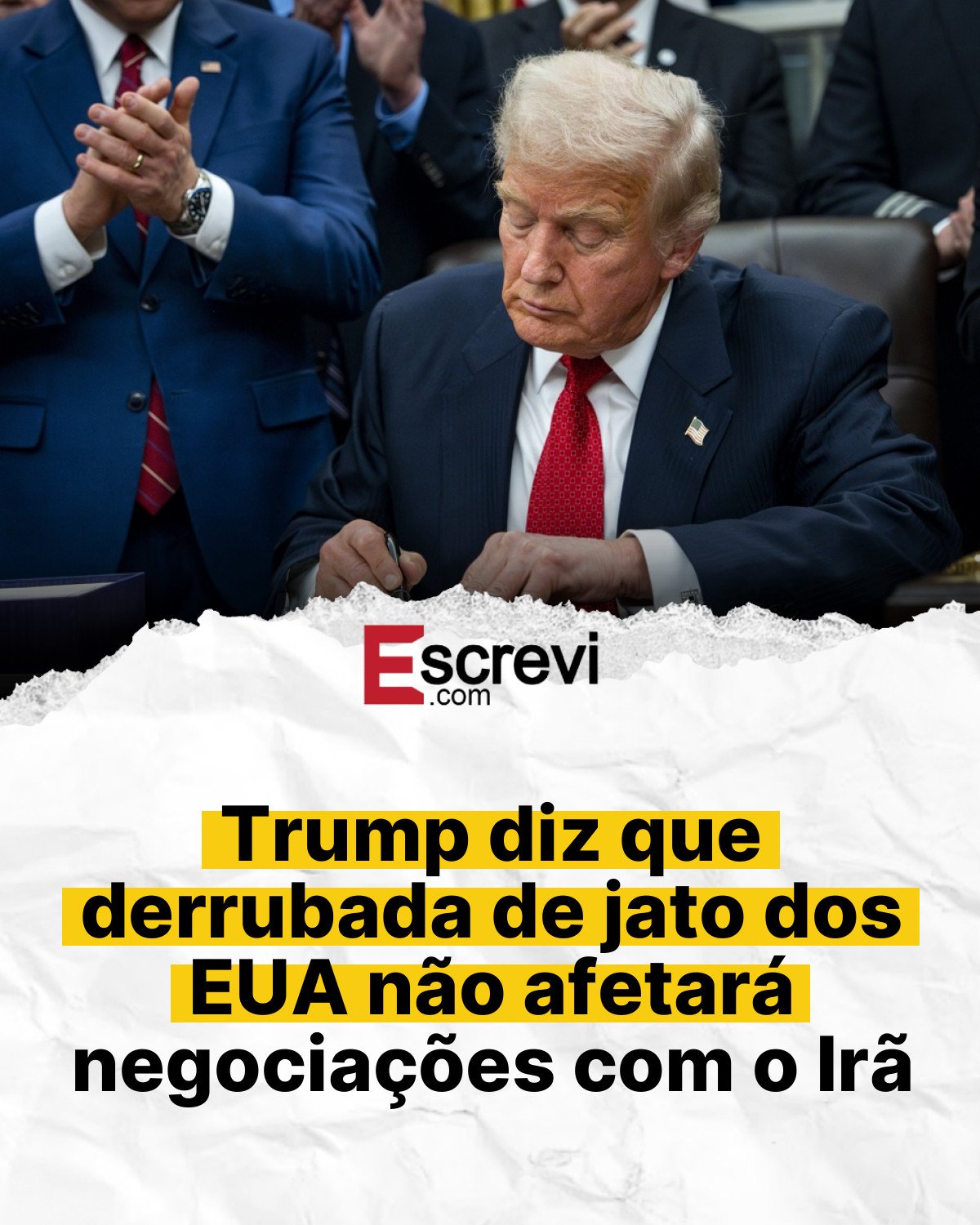 Trump diz que derrubada de jato dos EUA não afetará negociações com o Irã card branco