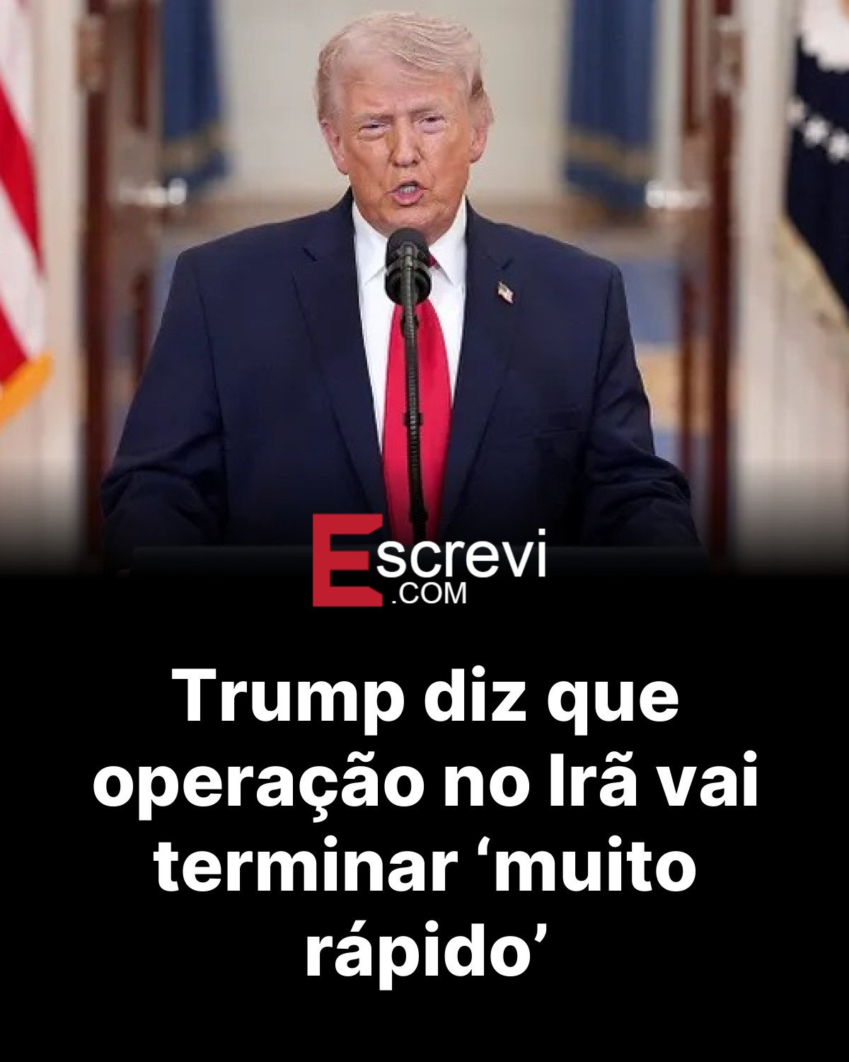 Trump diz que operação no Irã vai terminar ‘muito rápido’ card preto