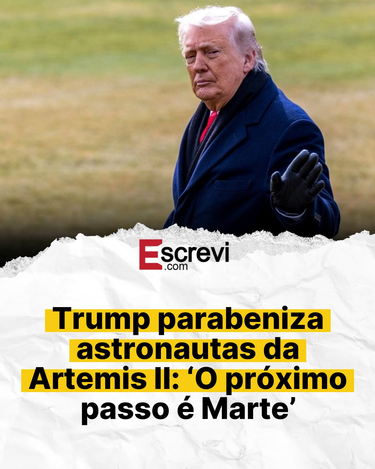 Trump parabeniza astronautas da Artemis II: ‘O próximo passo é Marte’ card branco
