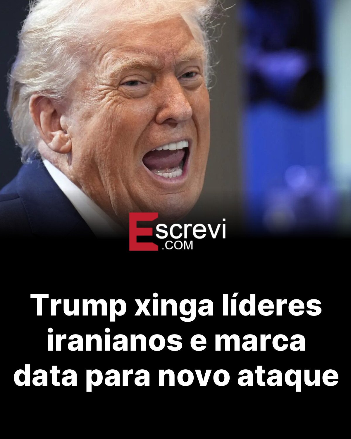 Trump xinga líderes iranianos e marca data para novo ataque card preto