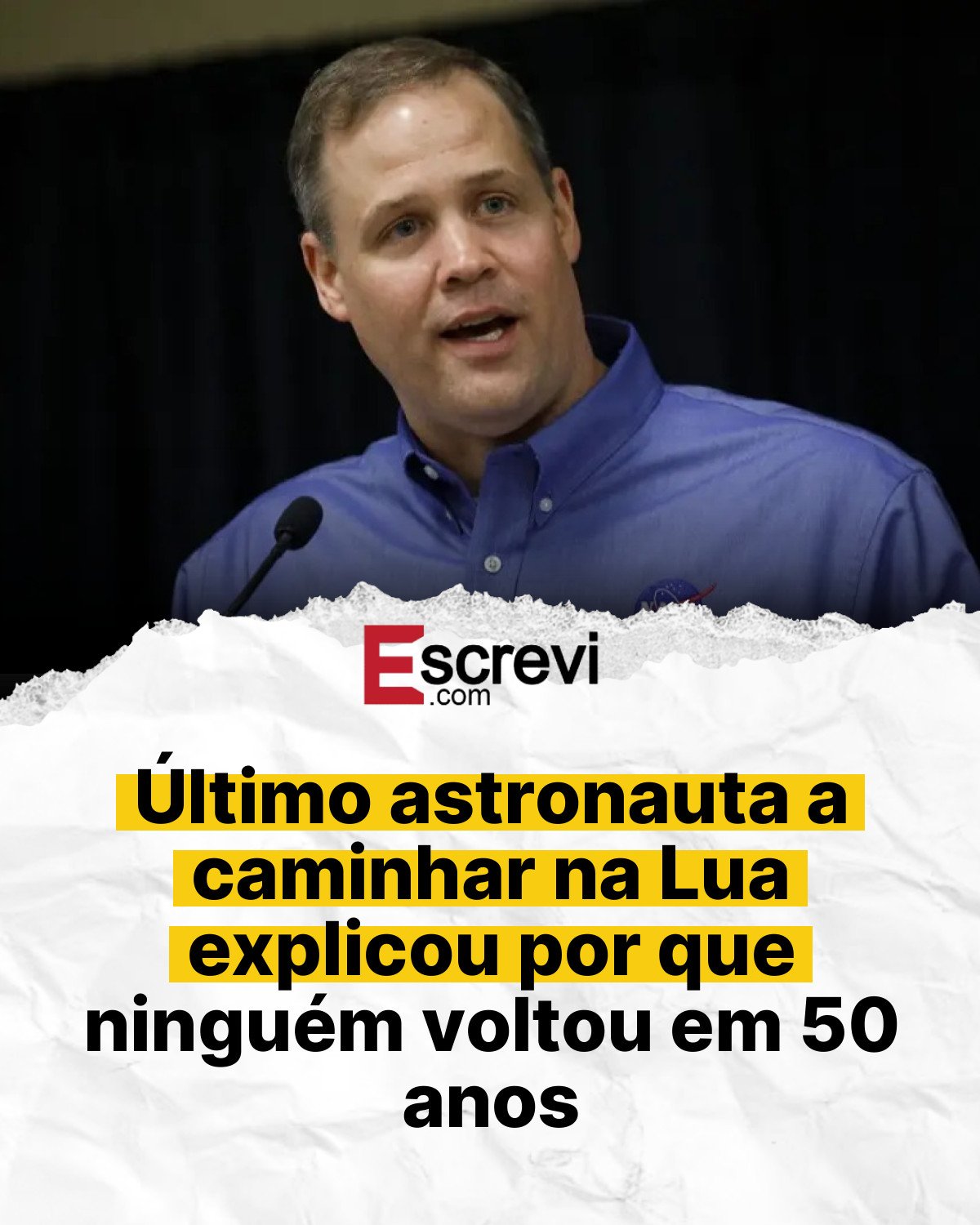 Último astronauta a caminhar na Lua explicou por que ninguém voltou em 50 anos card branco