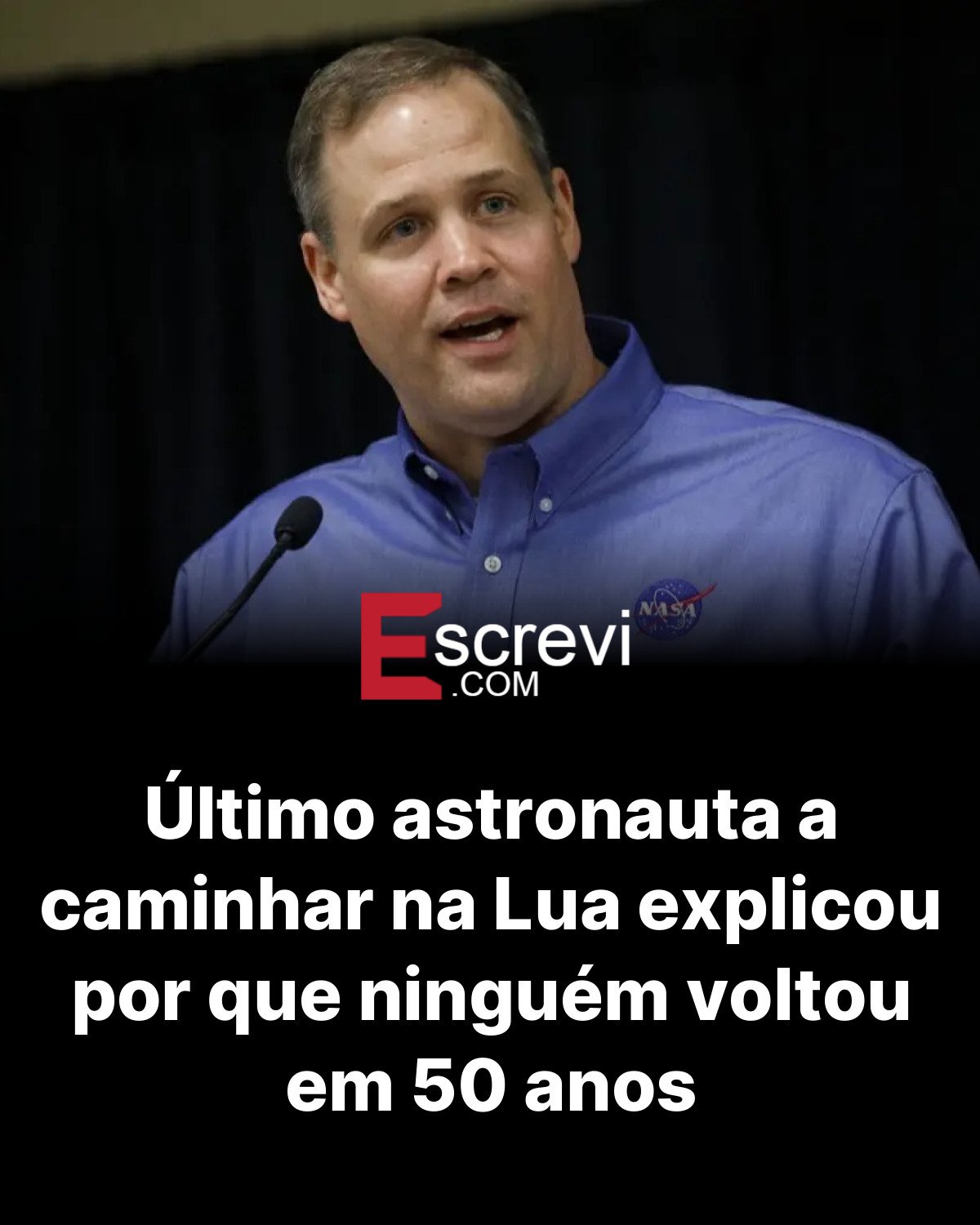 Último astronauta a caminhar na Lua explicou por que ninguém voltou em 50 anos card preto