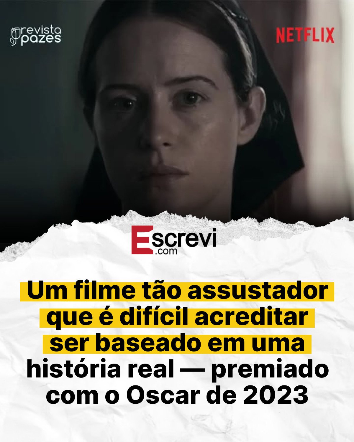 Um filme tão assustador que é difícil acreditar ser baseado em uma história real — premiado com o Oscar de 2023 card branco