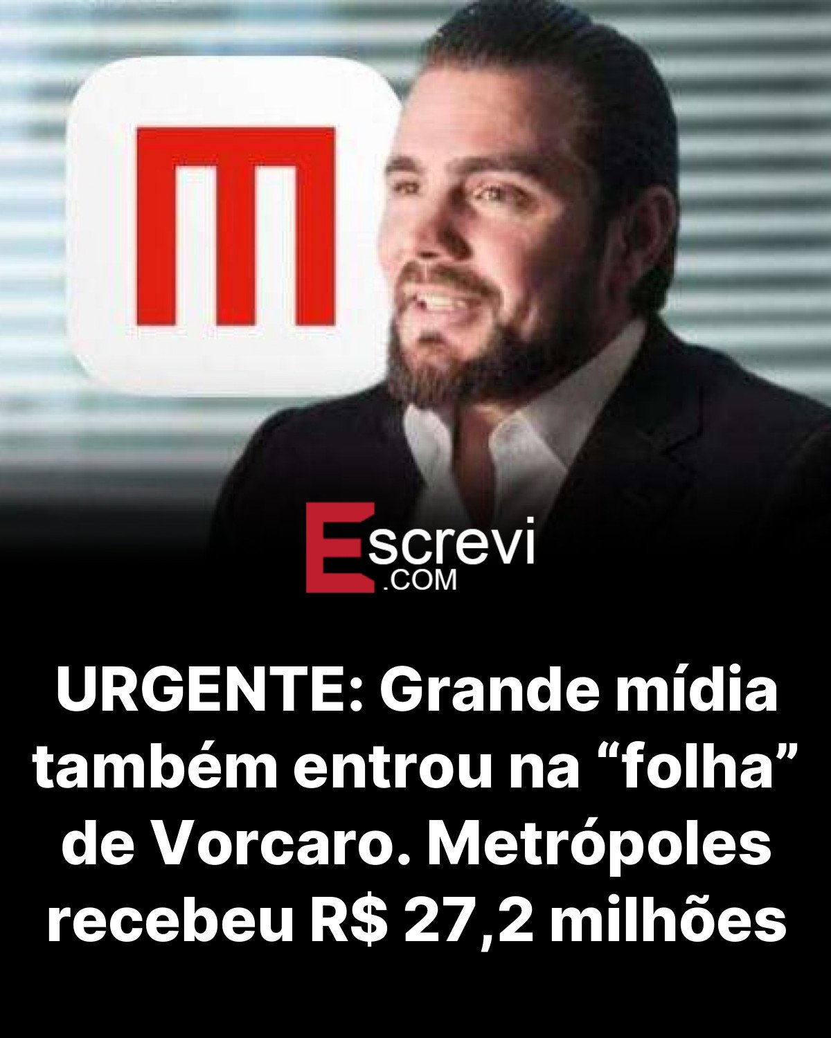URGENTE: Grande mídia também entrou na “folha” de Vorcaro. Metrópoles recebeu R$ 27,2 milhões card preto