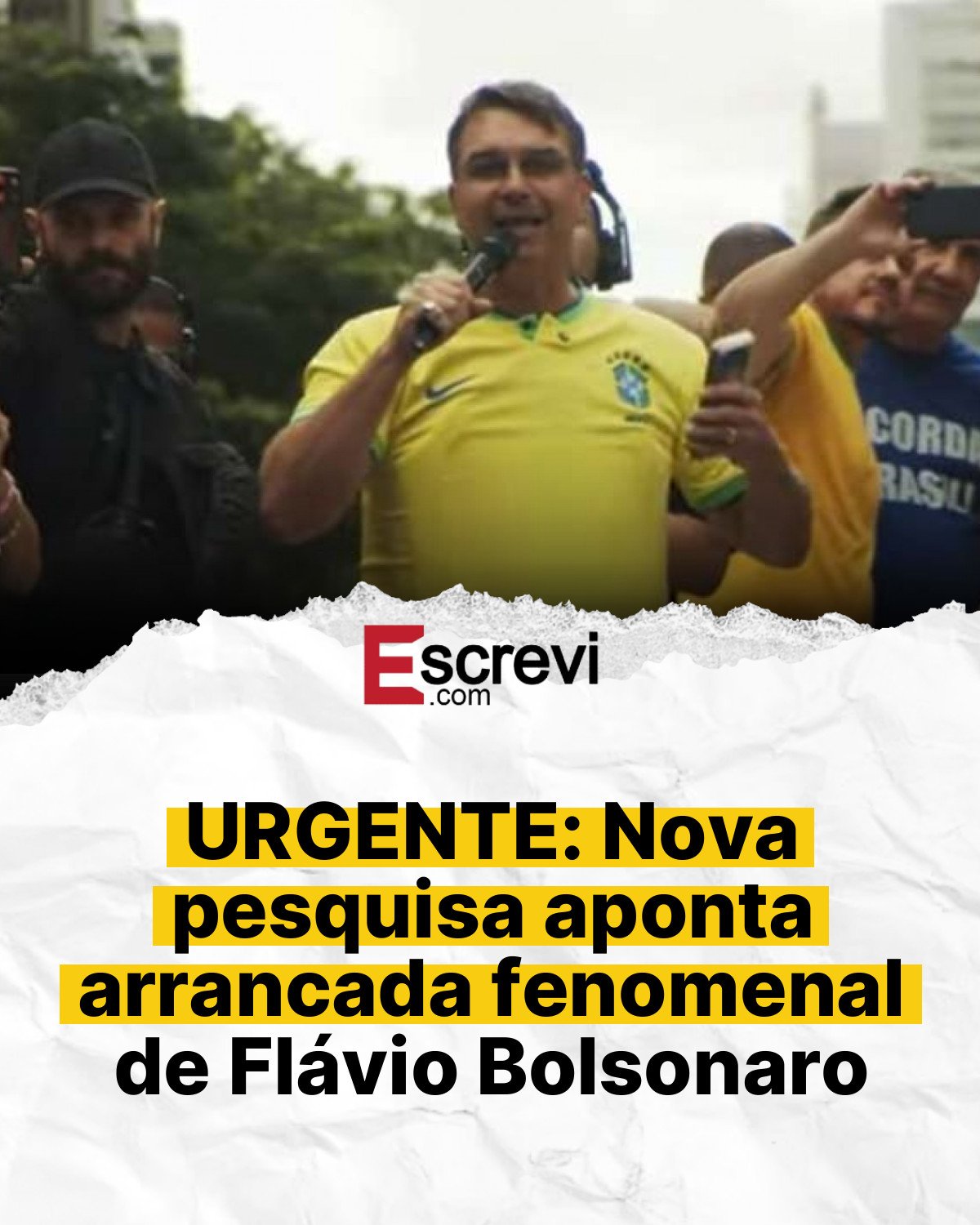 URGENTE: Nova pesquisa aponta arrancada fenomenal de Flávio Bolsonaro card branco
