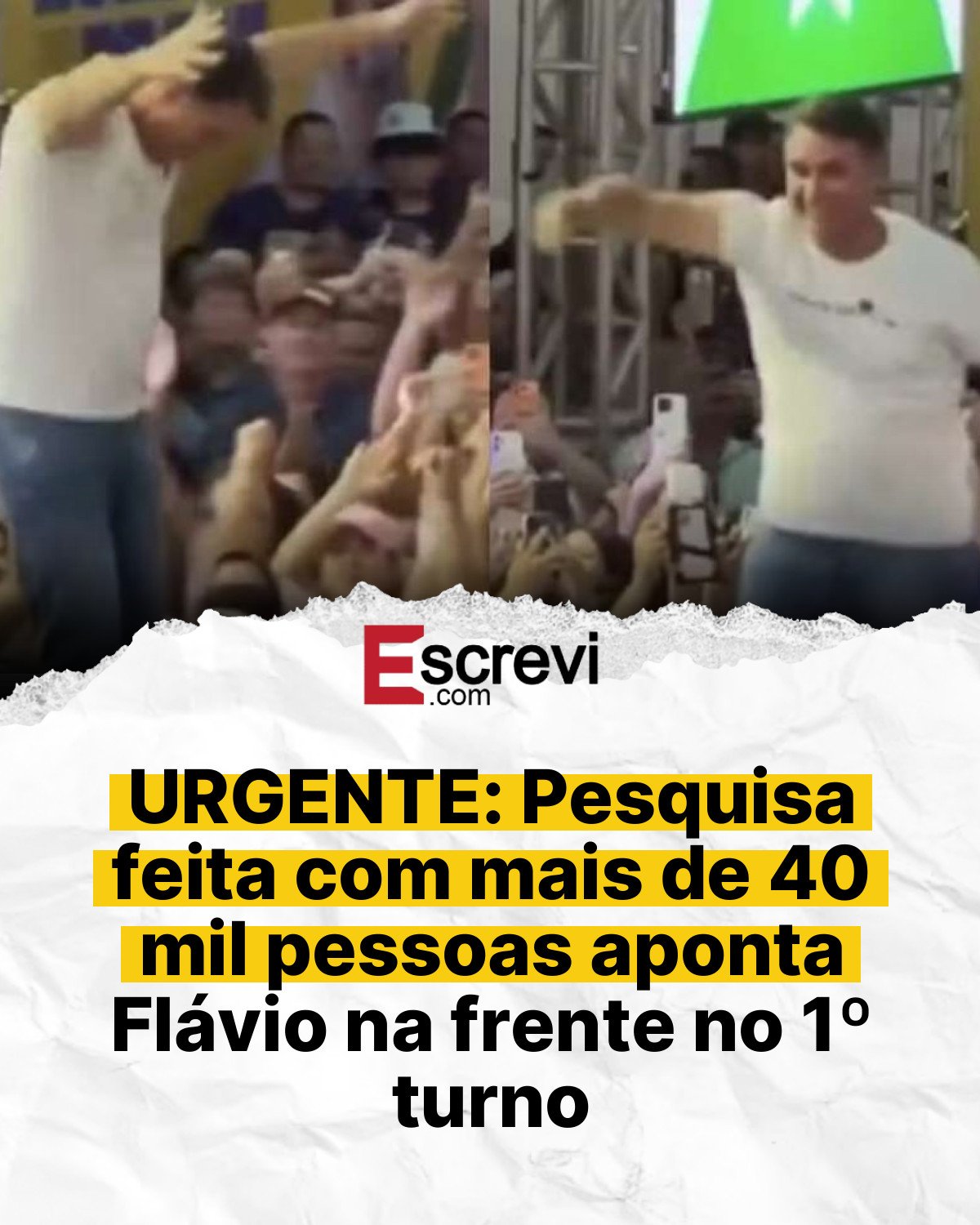 URGENTE: Pesquisa feita com mais de 40 mil pessoas aponta Flávio na frente no 1º turno card branco