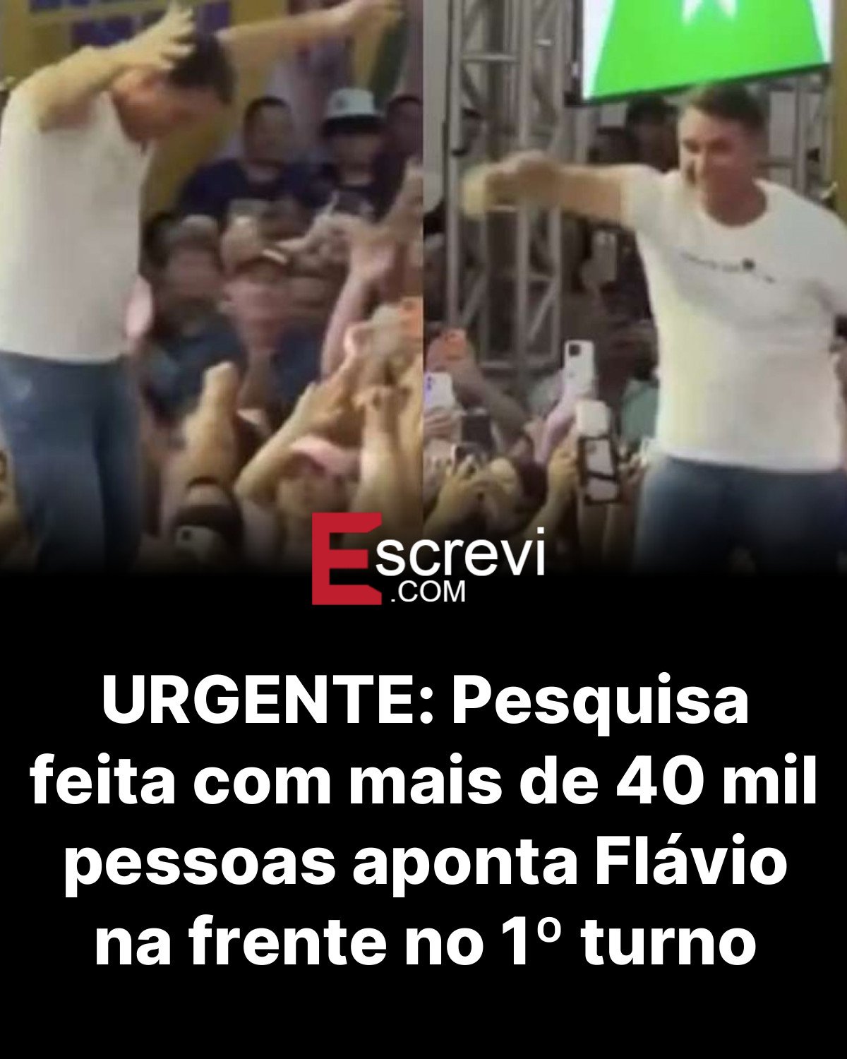 URGENTE: Pesquisa feita com mais de 40 mil pessoas aponta Flávio na frente no 1º turno card preto