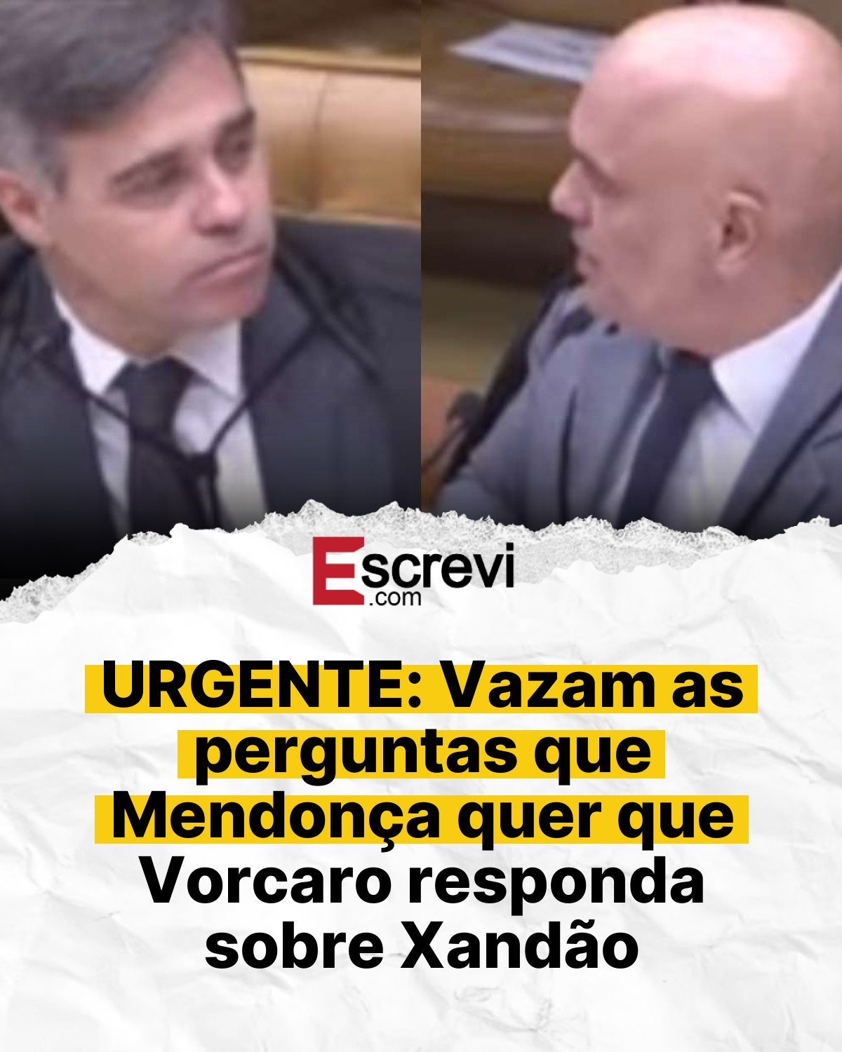 URGENTE: Vazam as perguntas que Mendonça quer que Vorcaro responda sobre Xandão card branco