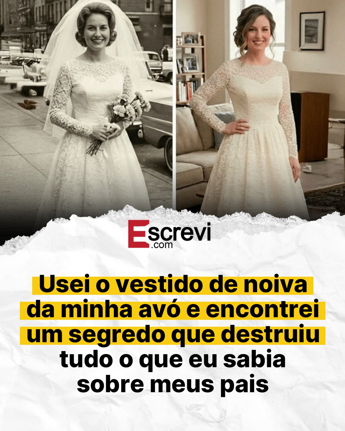 Usei o vestido de noiva da minha avó e encontrei um segredo que destruiu tudo o que eu sabia sobre meus pais card branco