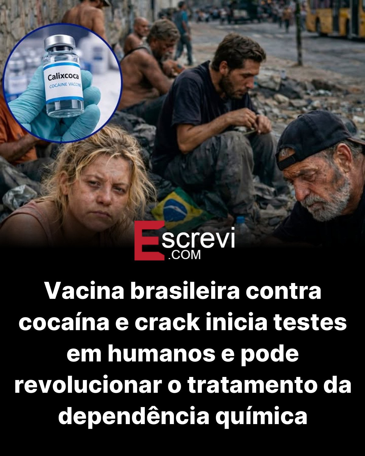 Vacina brasileira contra cocaína e crack inicia testes em humanos e pode revolucionar o tratamento da dependência química card preto