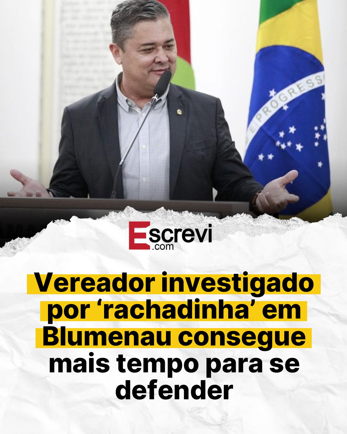 Vereador investigado por ‘rachadinha’ em Blumenau consegue mais tempo para se defender card branco