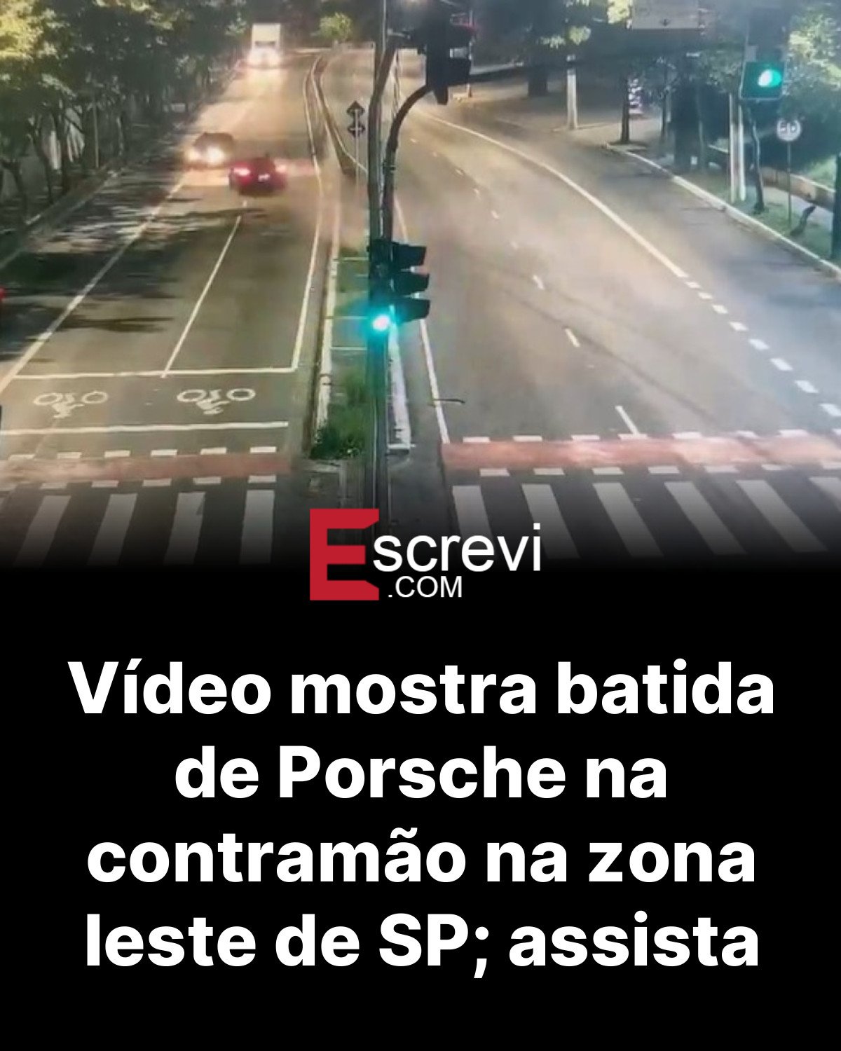 Vídeo mostra batida de Porsche na contramão na zona leste de SP; assista card preto