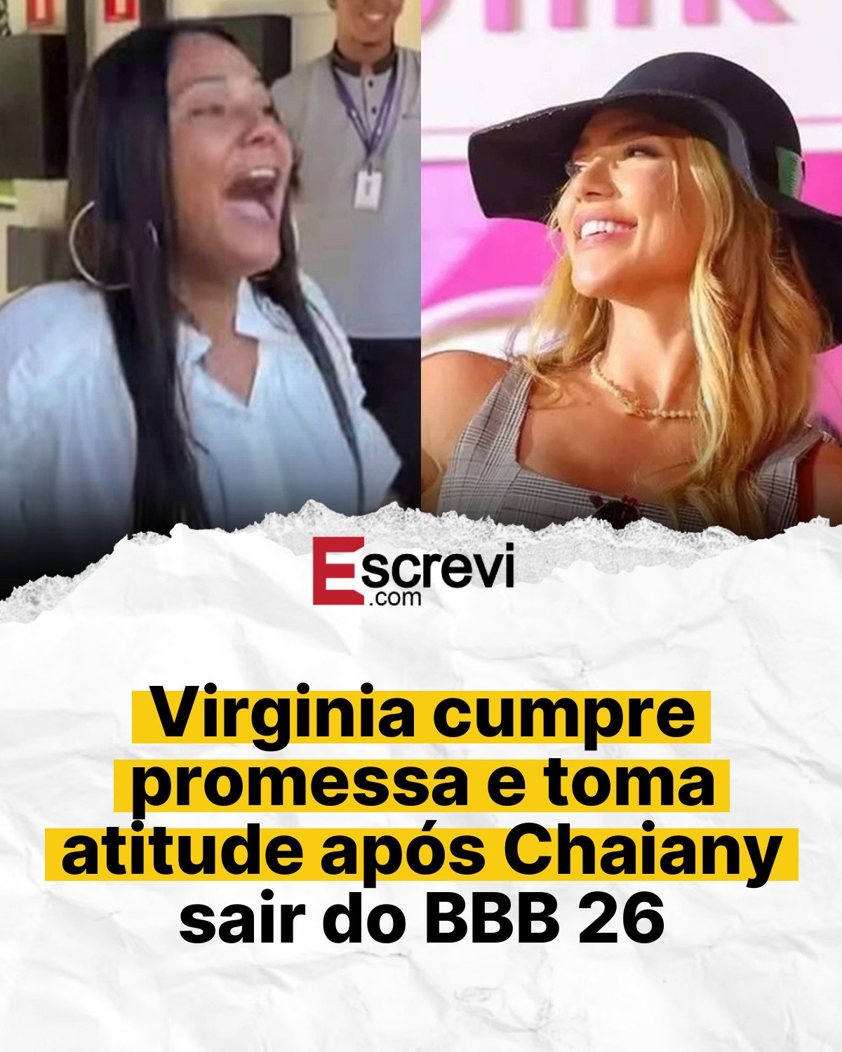 Virginia cumpre promessa e toma atitude após Chaiany sair do BBB 26 card branco