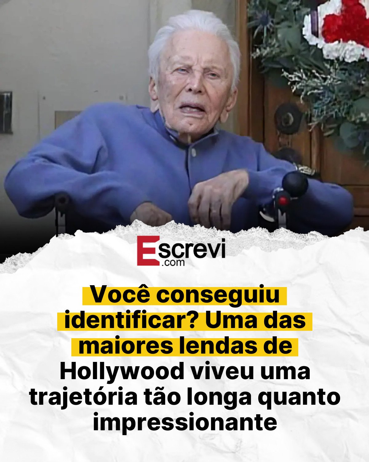Você conseguiu identificar? Uma das maiores lendas de Hollywood viveu uma trajetória tão longa quanto impressionante card branco