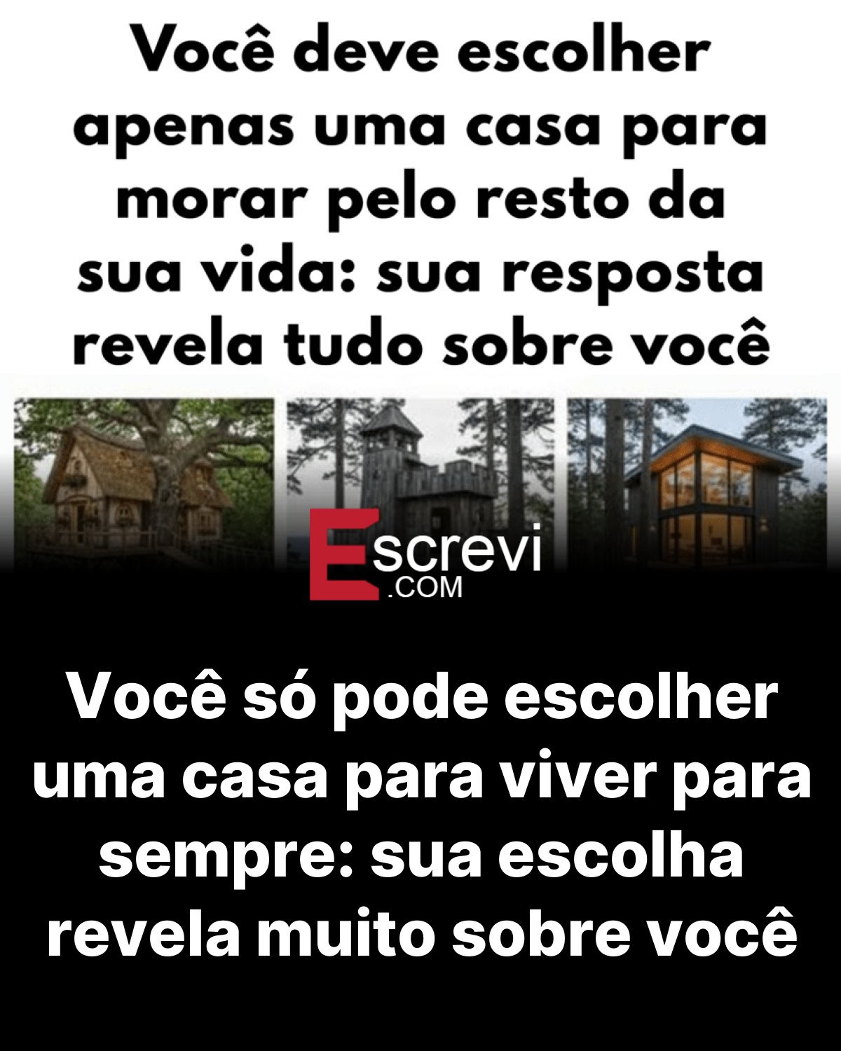 Você só pode escolher uma casa para viver para sempre: sua escolha revela muito sobre você card preto