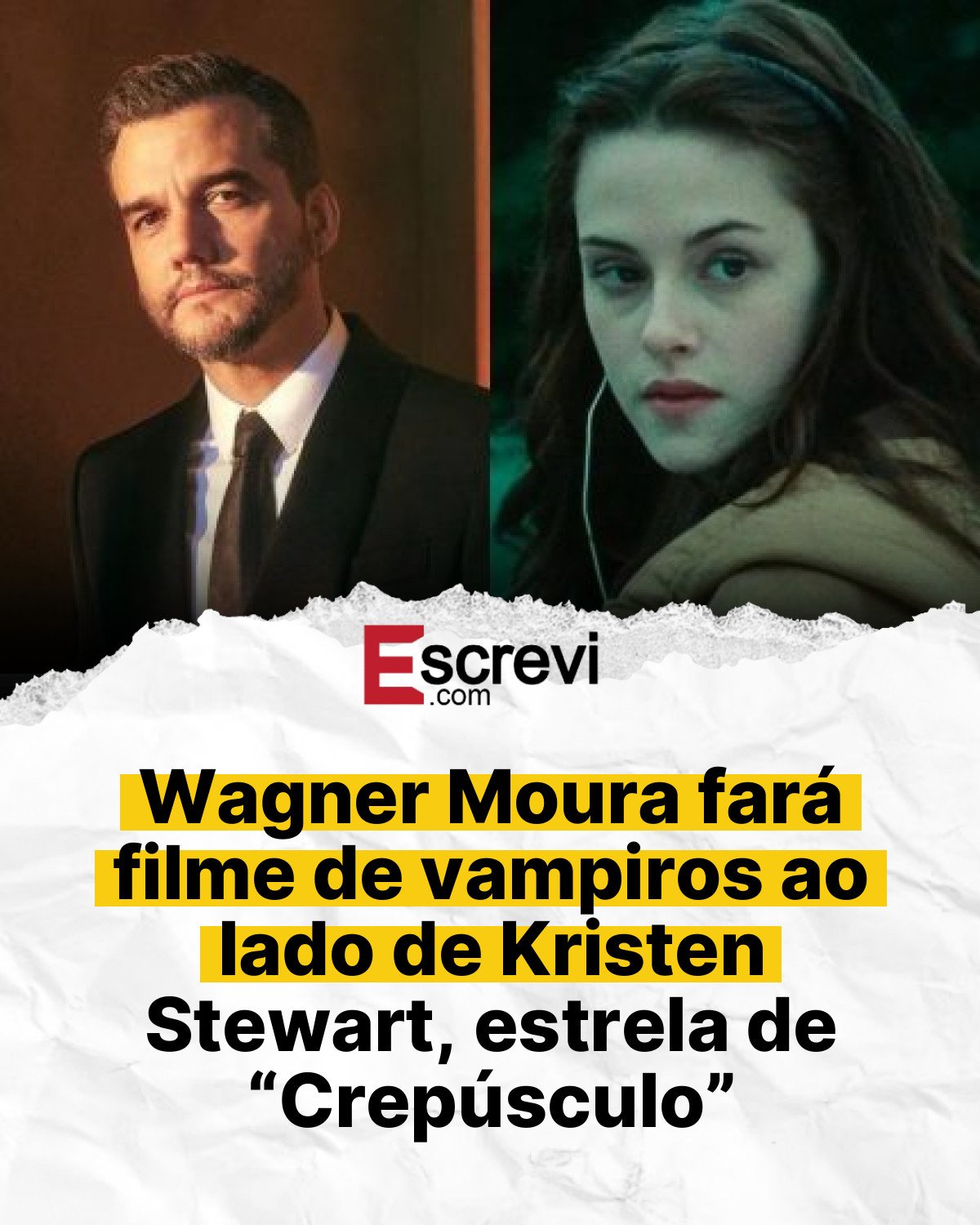 Wagner Moura fará filme de vampiros ao lado de Kristen Stewart, estrela de “Crepúsculo” card branco