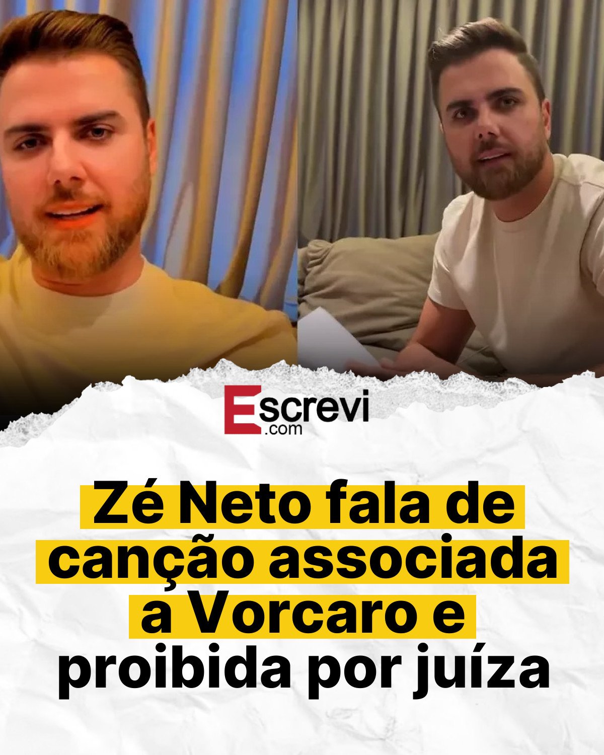 Zé Neto fala de canção associada a Vorcaro e proibida por juíza card branco