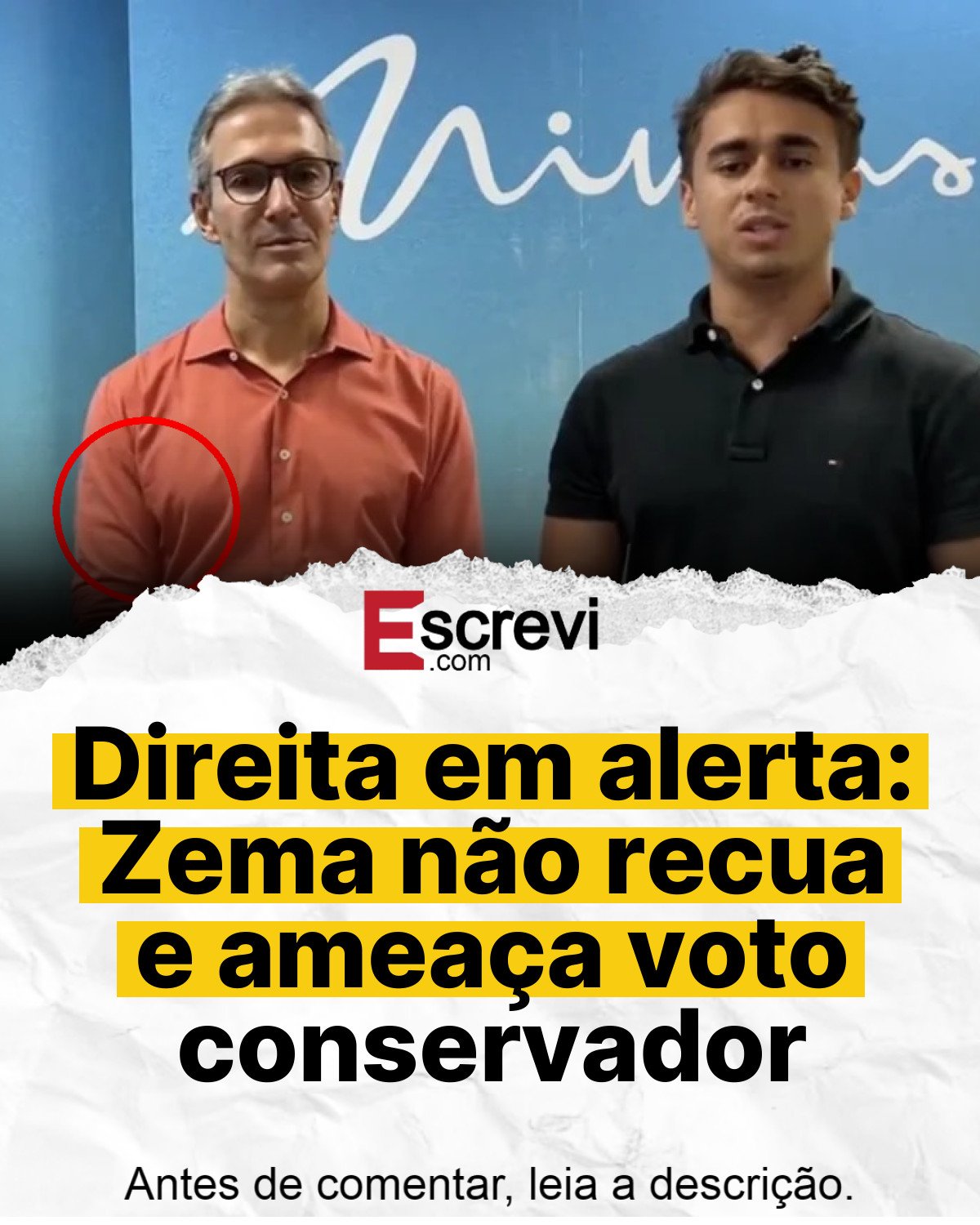 Direita em alerta: Zema não recua e ameaça voto conservador card branco